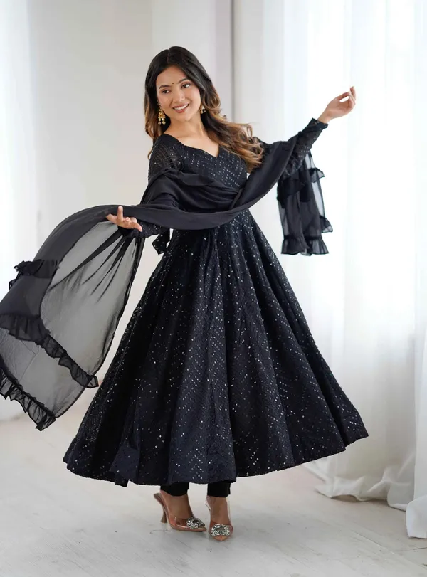 Black_Lucknowi_Sequins_Work_Gown_For_Women