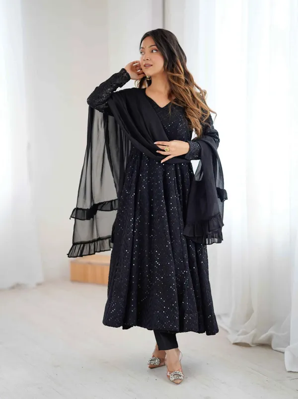 Black_Lucknowi_Sequins_Work_Gown_For_Women
