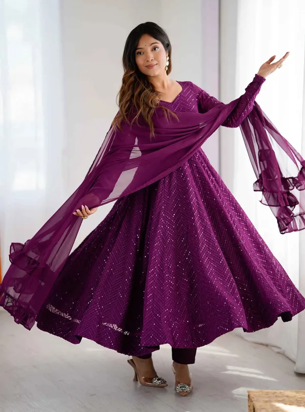 Grape_Purple_Lucknowi_Sequins_Work_Gown_For_Women