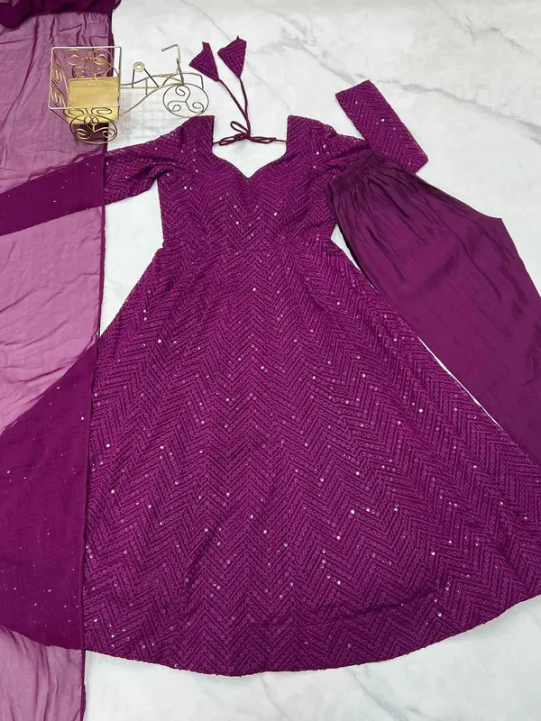 Grape_Purple_Lucknowi_Sequins_Work_Gown_For_Women