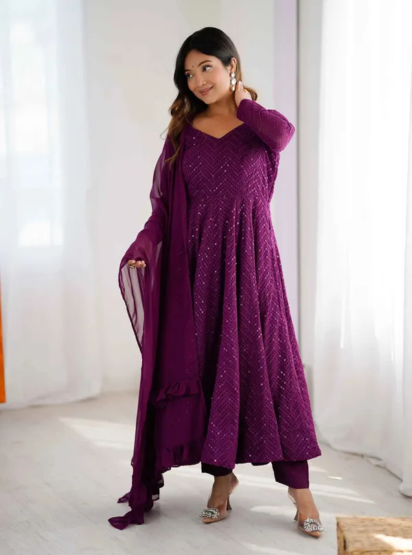 Grape_Purple_Lucknowi_Sequins_Work_Gown_For_Women