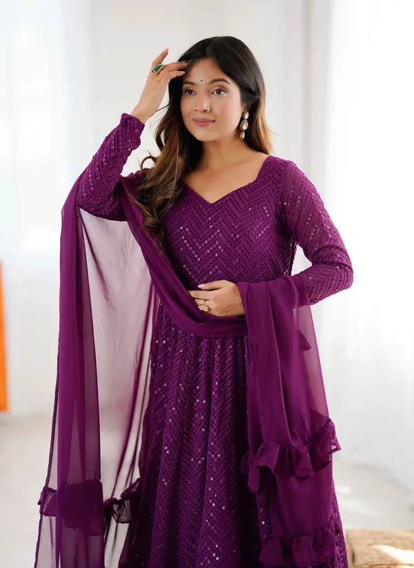 Grape_Purple_Lucknowi_Sequins_Work_Gown_For_Women