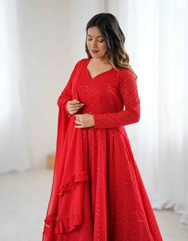 Red_Lucknowi_Sequins_Work_Gown_For_Women