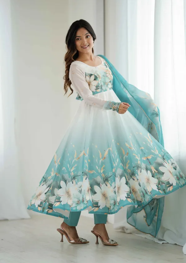 Sky_Blue_Floral_Print_Organza_Gown_For_Women