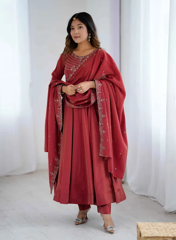 Dusty_Red_Silk_Gown_With_Beads_Hand_Work_For_Women
