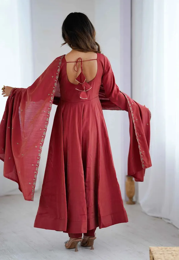 Dusty_Red_Silk_Gown_With_Beads_Hand_Work_For_Women