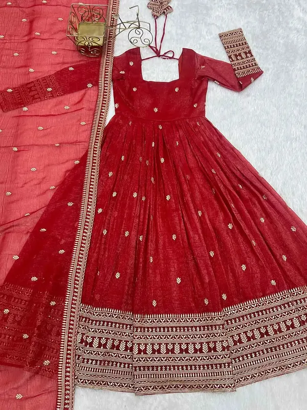 Rust_Orange_Gown_With_Sequins_Embroidery_Work_For_Women