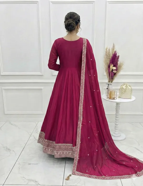 Rani_Pink_Silk_Embroidery_Work_Gown_For_Women