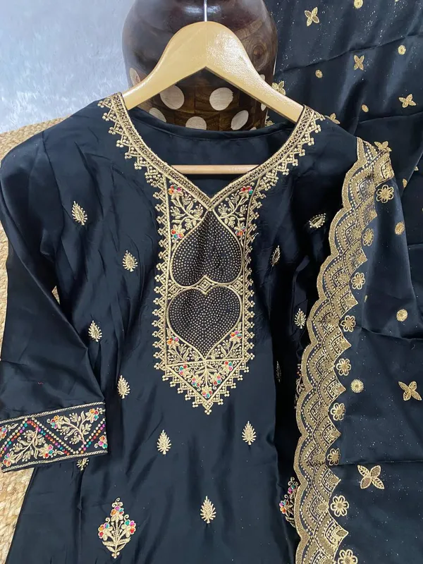 PURE_MALAY_SATIN_SILK_with_embroidery_with_Diamond_work__kurti_Suit