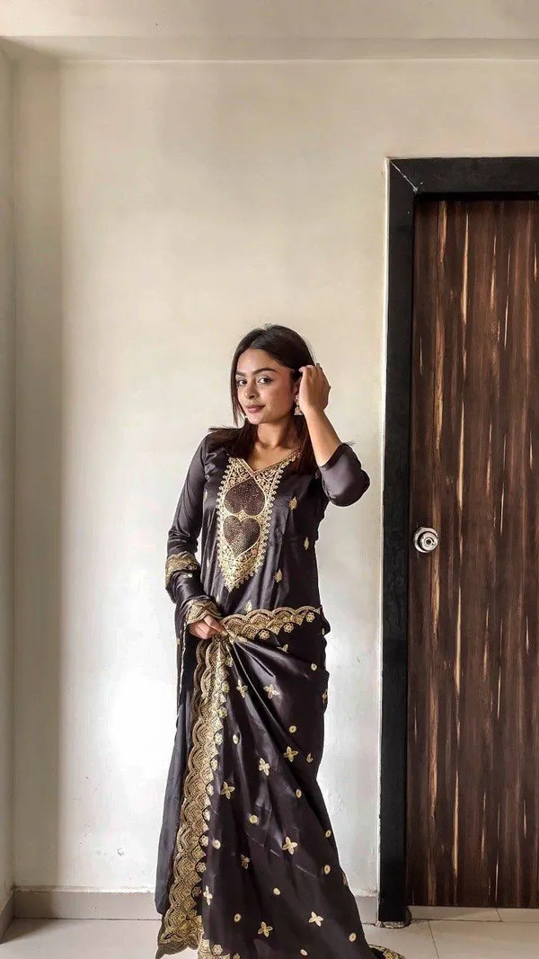 PURE_MALAY_SATIN_SILK_with_embroidery_with_Diamond_work__kurti_Suit
