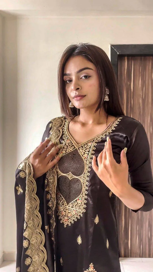 PURE_MALAY_SATIN_SILK_with_embroidery_with_Diamond_work__kurti_Suit