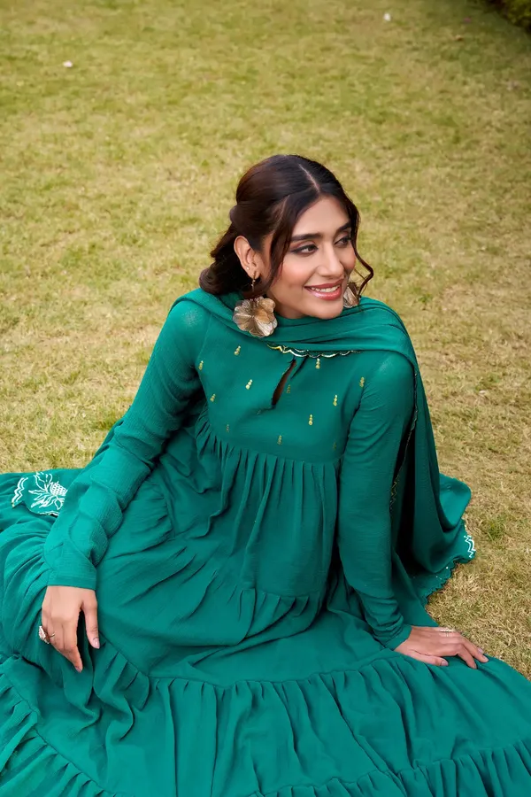 Dark_Teal_Flared_Gown_With_Foil_Work_For_Women