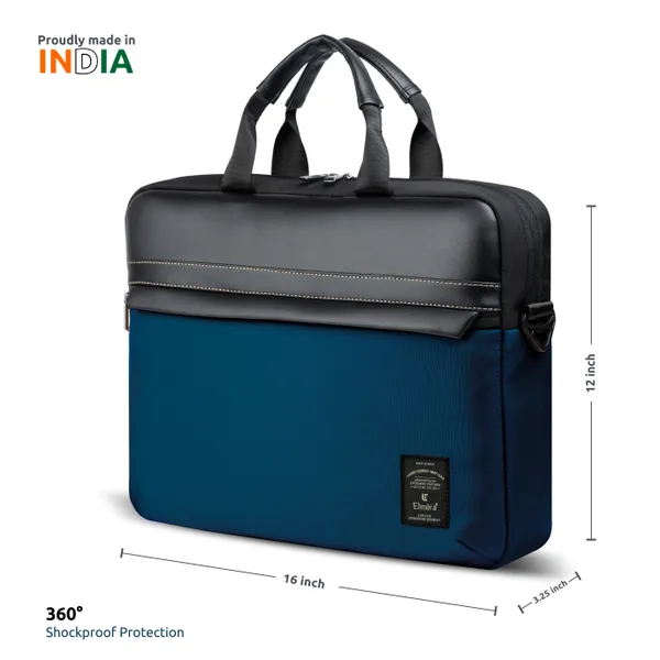 Peacock_Blue_And_Black_Stylish_Polyester_Laptop_Messenger_Bag_For_Unisex