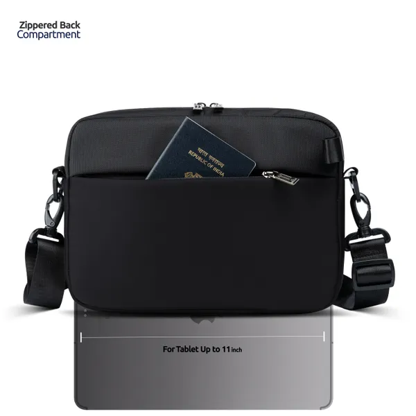 Black_Stylish_Polyester_&_Pu_Sling_Bag_For_Unisex