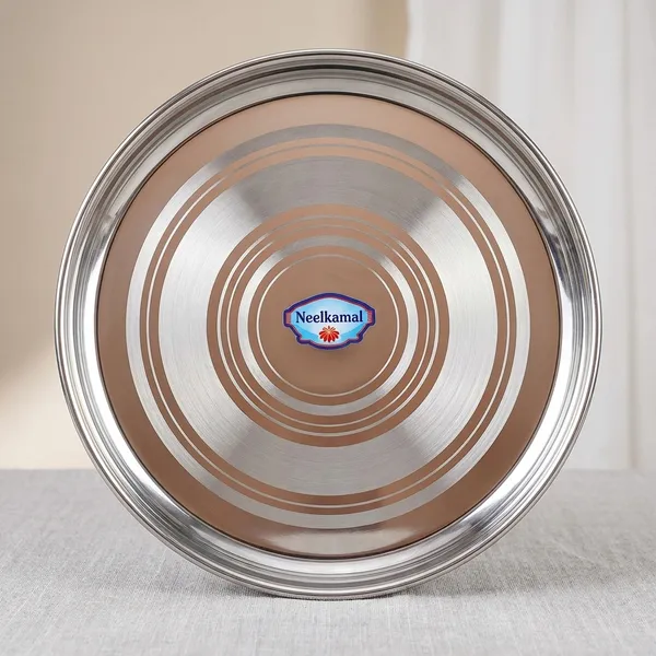 Stainless_Steel_Round_Serving_Plate/Tray_With_Concentric_Ring_Design