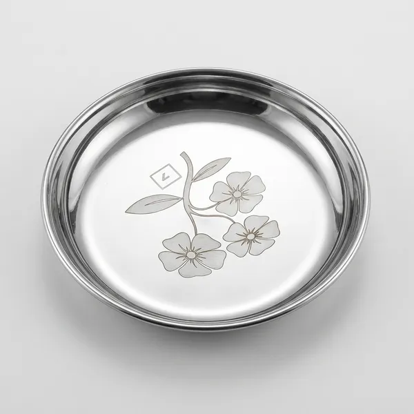 Stainless_Steel_Small_Plate_With_Floral_Design