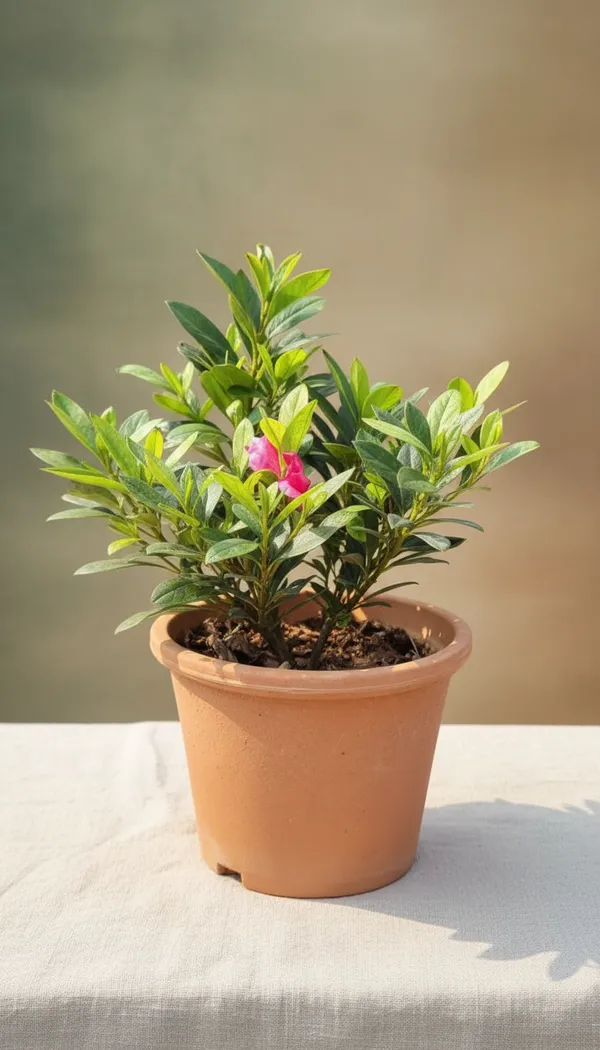 Mandevilla_Plant_In_Terracotta_Pot_-_Pink_Flowering_Outdoor_Garden_Plant
