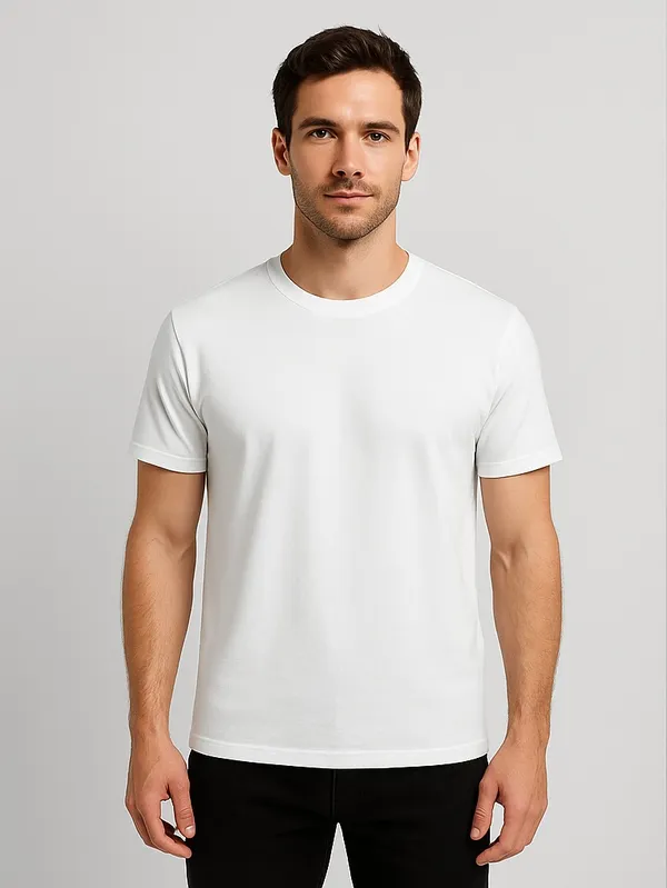 White_Cotton_Sinker_Cotton_Sinker_T-Shirt_For_Men