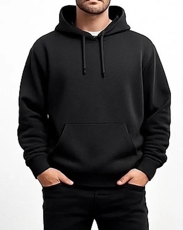 Black_Cotton_Brushed_Fleece_Essential_Fleece_Hoodie_For_Men