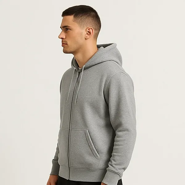 Melange_Grey_Cotton_Terry_Prime_Terry_Zipper_Hoodie_For_Men