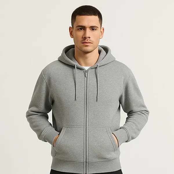 Melange_Grey_Cotton_Terry_Prime_Terry_Zipper_Hoodie_For_Men