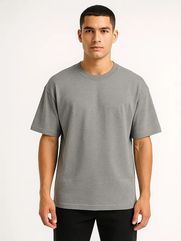Melange_Grey_Pc_Terry_Boldstack_Oversize_Tee_For_Men