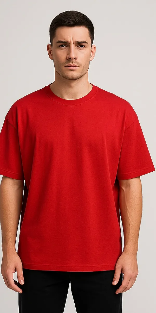 Red_Cotton_Terry_Boldstack_Oversize_Tee_For_Men