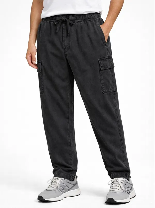 Black_Cotton_Rfd_Washedcore_Cargo_Utility_Pants_For_Men