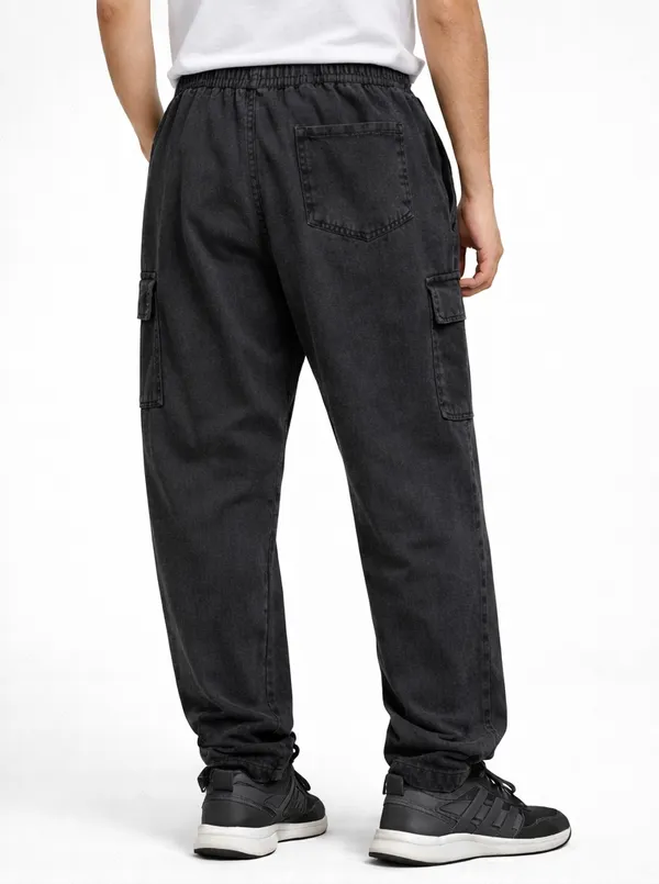 Black_Cotton_Rfd_Washedcore_Cargo_Utility_Pants_For_Men
