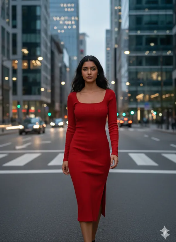 Red_Premium_Quality_Square_Neck_Sidecut__For_Women