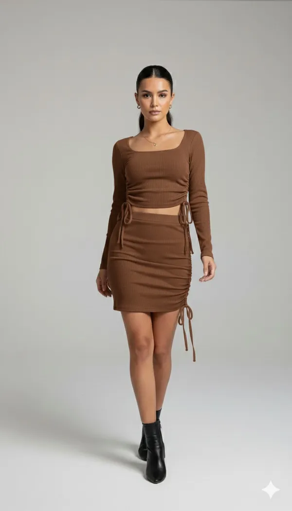 Brown_Premium_Quality_Skrt_Top_Dres_For_Women