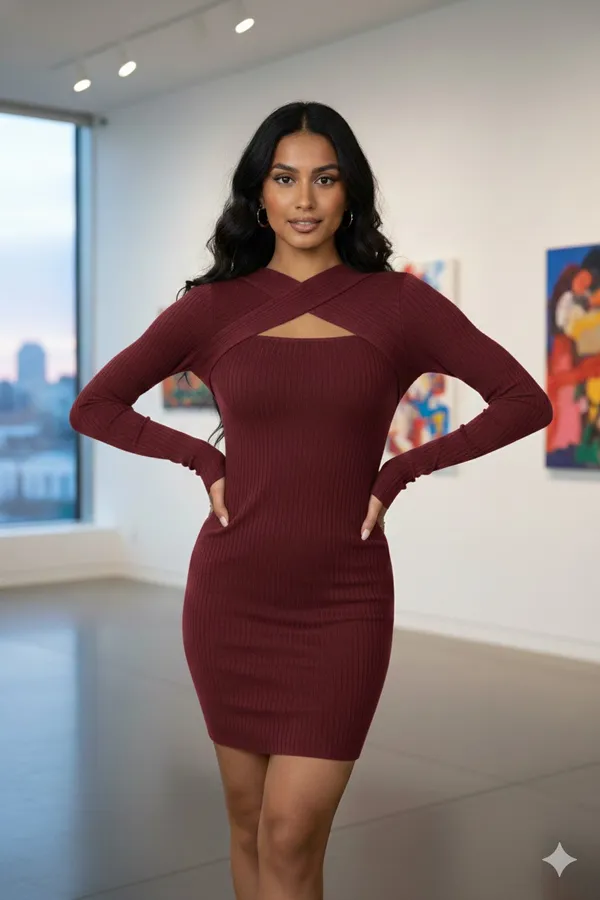Mahroon_Premium_Quality_Pullover_Dress_For_Women
