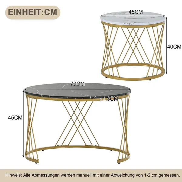 Nestroma_Set_of_2_-_Round_coffee_table_with_marble_veneer_and_gold_frame