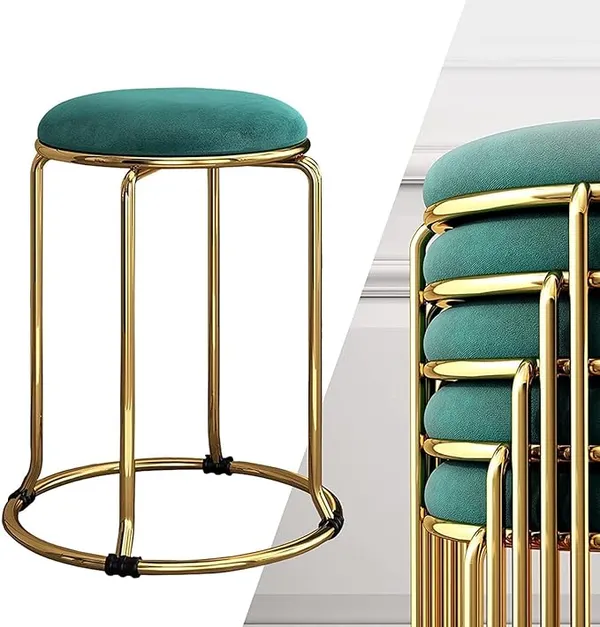Nestroma_Vanity_Stools_Coffee/Tea/Milk_Shop_Bar_Stools_Bedroom_Velvet_Household_Round_Dining_Stool