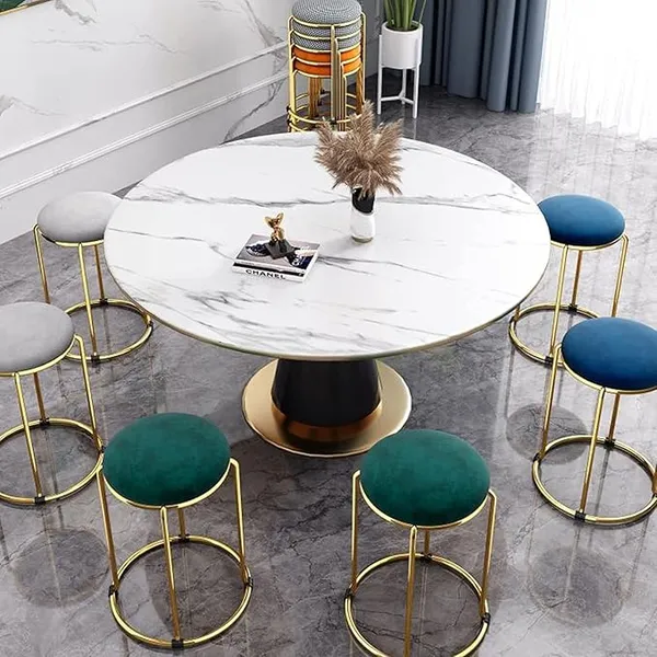 Nestroma_Vanity_Stools_Coffee/Tea/Milk_Shop_Bar_Stools_Bedroom_Velvet_Household_Round_Dining_Stool