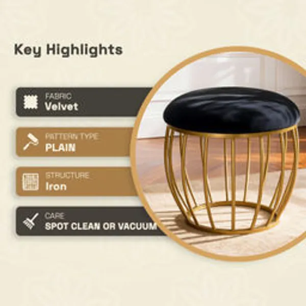 Nestroma_Luxury_Black_Metal_Ottoman_|_Compact_Multipurpose_Stool