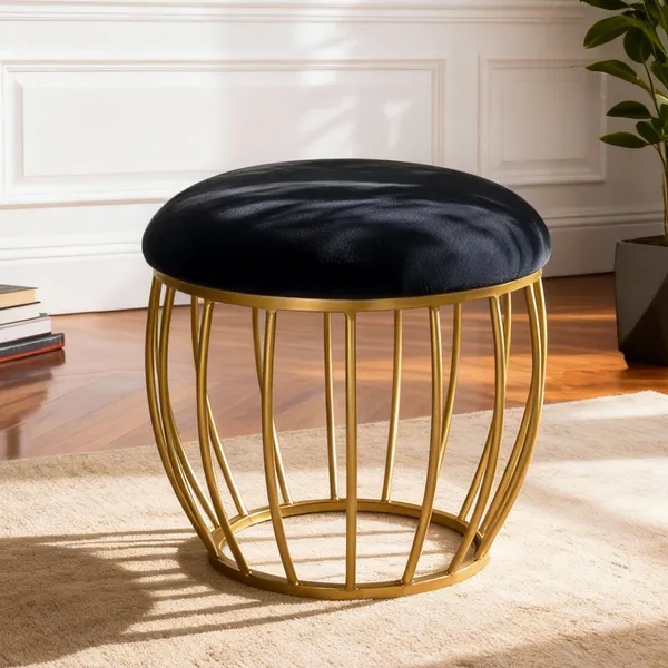Nestroma_Luxury_Black_Metal_Ottoman_|_Compact_Multipurpose_Stool