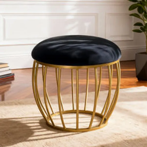 Nestroma_Luxury_Black_Metal_Ottoman_|_Compact_Multipurpose_Stool
