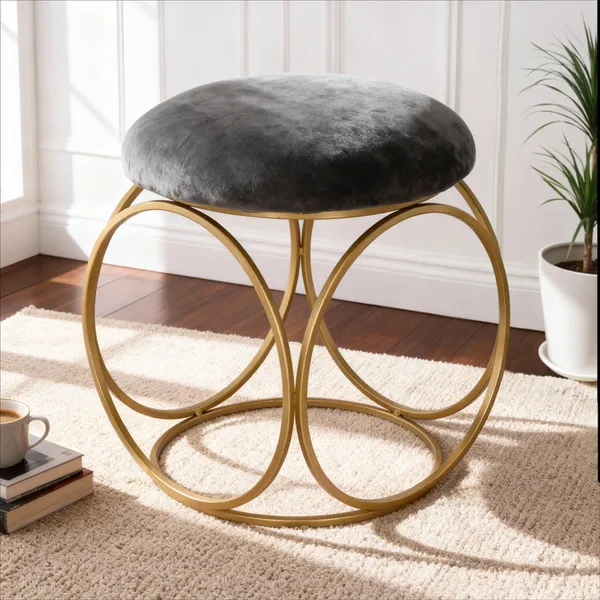 Grey_Velvet_Ring_Stool_with_Metallic_Base_|_Luxury_Accent_Stool_