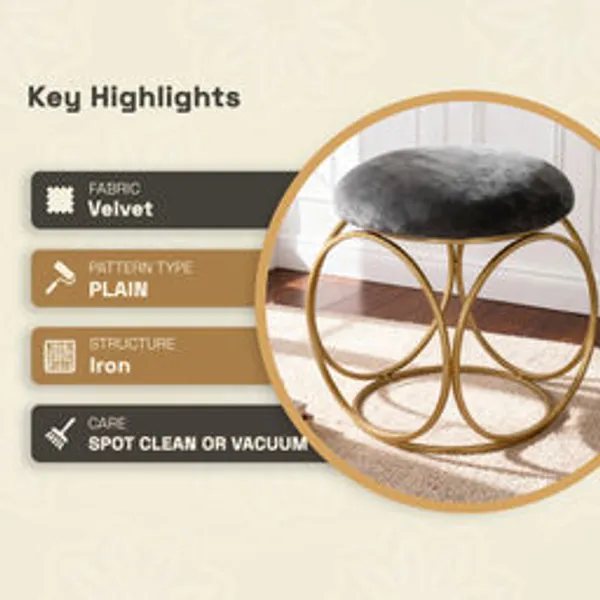 Grey_Velvet_Ring_Stool_with_Metallic_Base_|_Luxury_Accent_Stool_