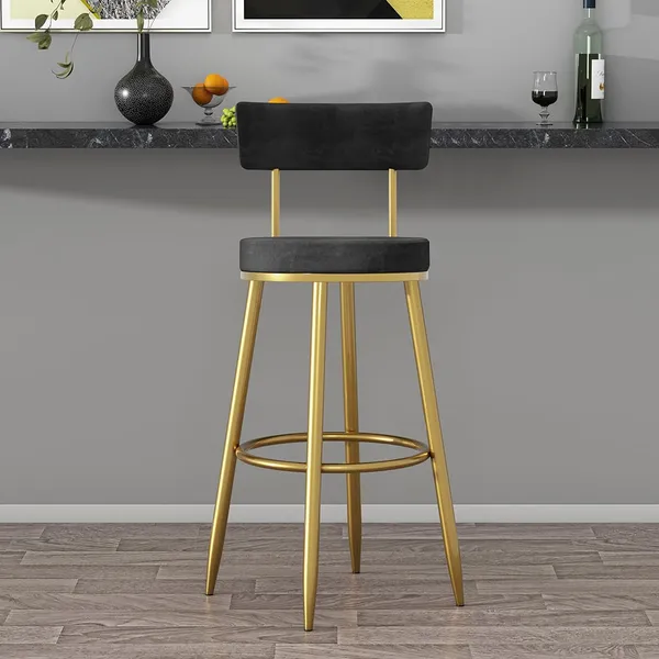 Affordable_Luxury_Modern_Velvet_Bar_Stools_With_Upholstery_Black_Set_of_2