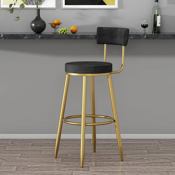 Affordable_Luxury_Modern_Velvet_Bar_Stools_With_Upholstery_Black_Set_of_2
