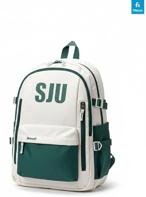 Green_And_White_Polyester_Backpack_For_Men_And_Women