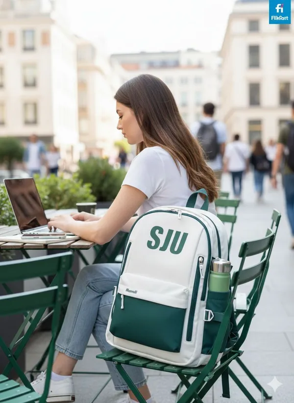 Green_And_White_Polyester_Backpack_For_Men_And_Women
