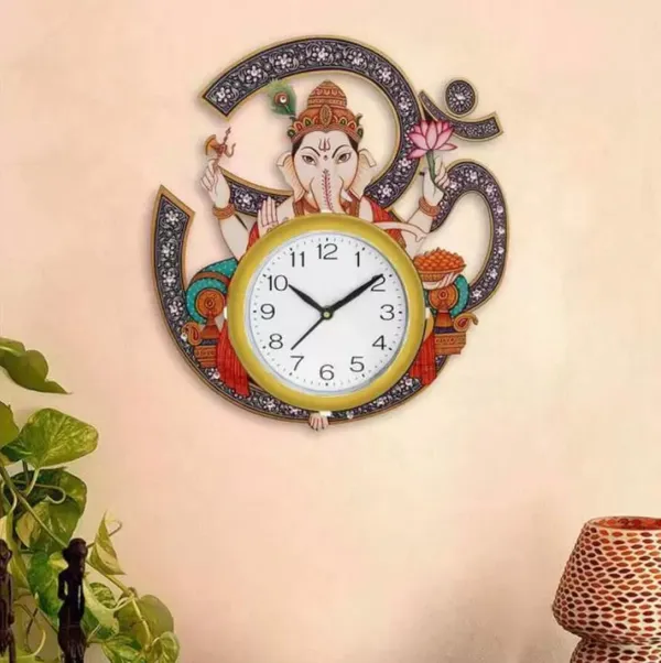 Om_Ganesha_Wall_Clock_Decorative_Hindu_Religious_Design_38_X_34_Cm_Gold_Frame