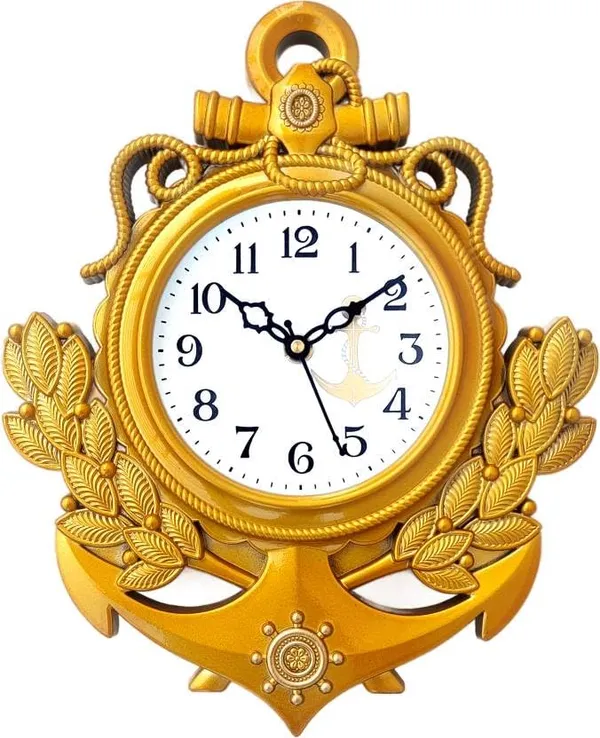 Nautical_Anchor_Wall_Clock_For_Living_Room_Decor_Premium_Glass_Face_With_Gold_Toned_Abs_Frame_Vintage_Maritime_Ship_Wheel_Design_Luxury_Pearl_Finish_Decorative_Wall_Clock_For_Home_Office