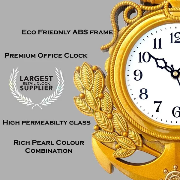 Nautical_Anchor_Wall_Clock_For_Living_Room_Decor_Premium_Glass_Face_With_Gold_Toned_Abs_Frame_Vintage_Maritime_Ship_Wheel_Design_Luxury_Pearl_Finish_Decorative_Wall_Clock_For_Home_Office