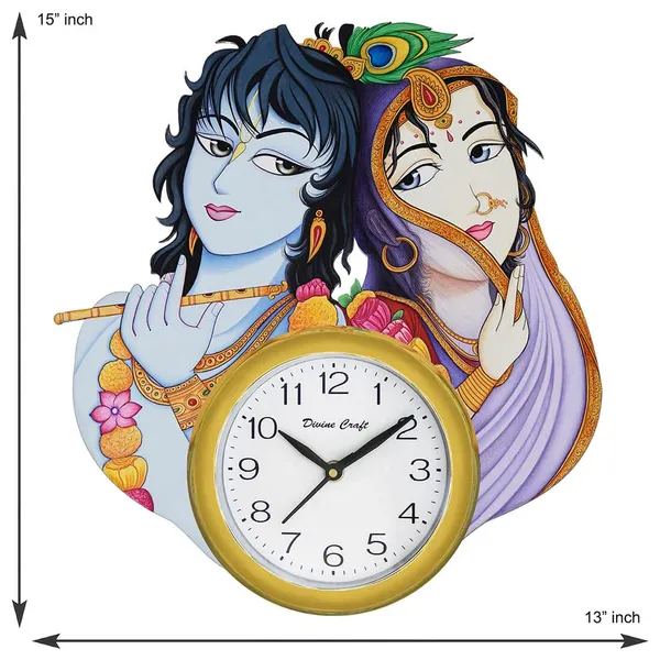 Divine_Craft_Krishna_Radha_Wall_Clock_Decorative_Wooden_Wall_Clock_For_Home_Living_Room_Traditional_Handcrafted_Designer_Timepiece_15x13_Inch