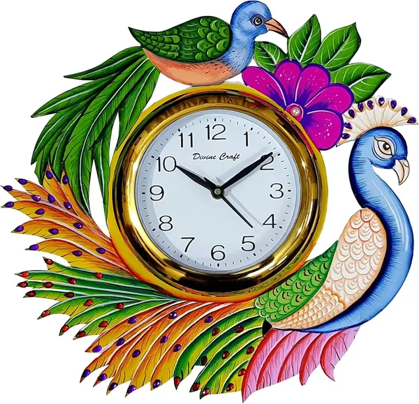 Divine_Craft_Krishna_Radha_Wall_Clock_Decorative_Wooden_Wall_Clock_For_Home_Living_Room_Traditional_Handcrafted_Designer_Timepiece_15x13_Inch