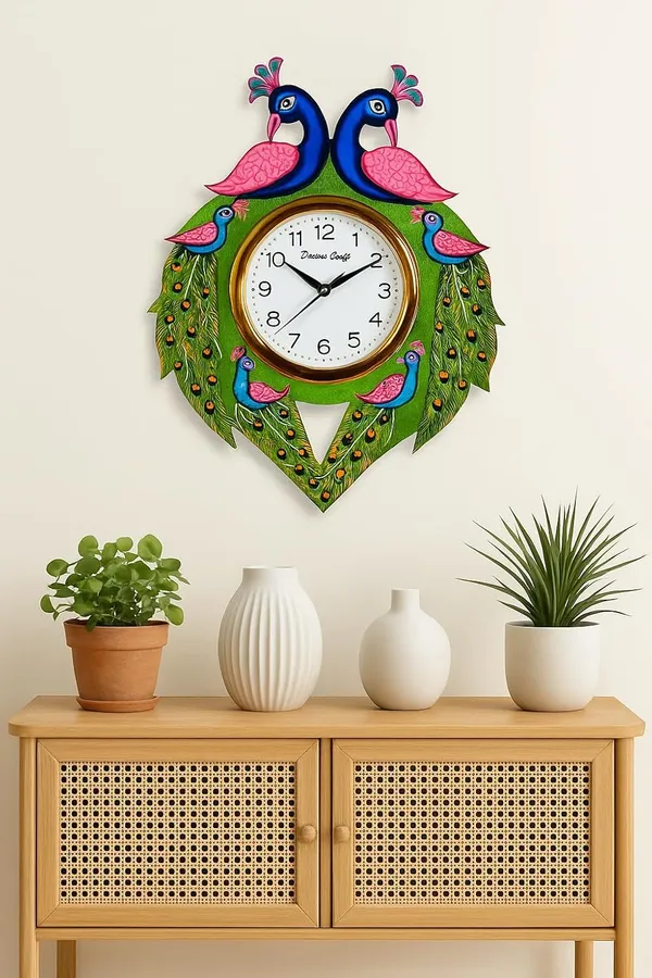 Handcrafted_Peacock_Wall_Clock_Decorative_Designer_Wall_Clock_For_Home_Living_Room_Bedroom_Office_Unique_Ethnic_Wall_Decor_Clock
